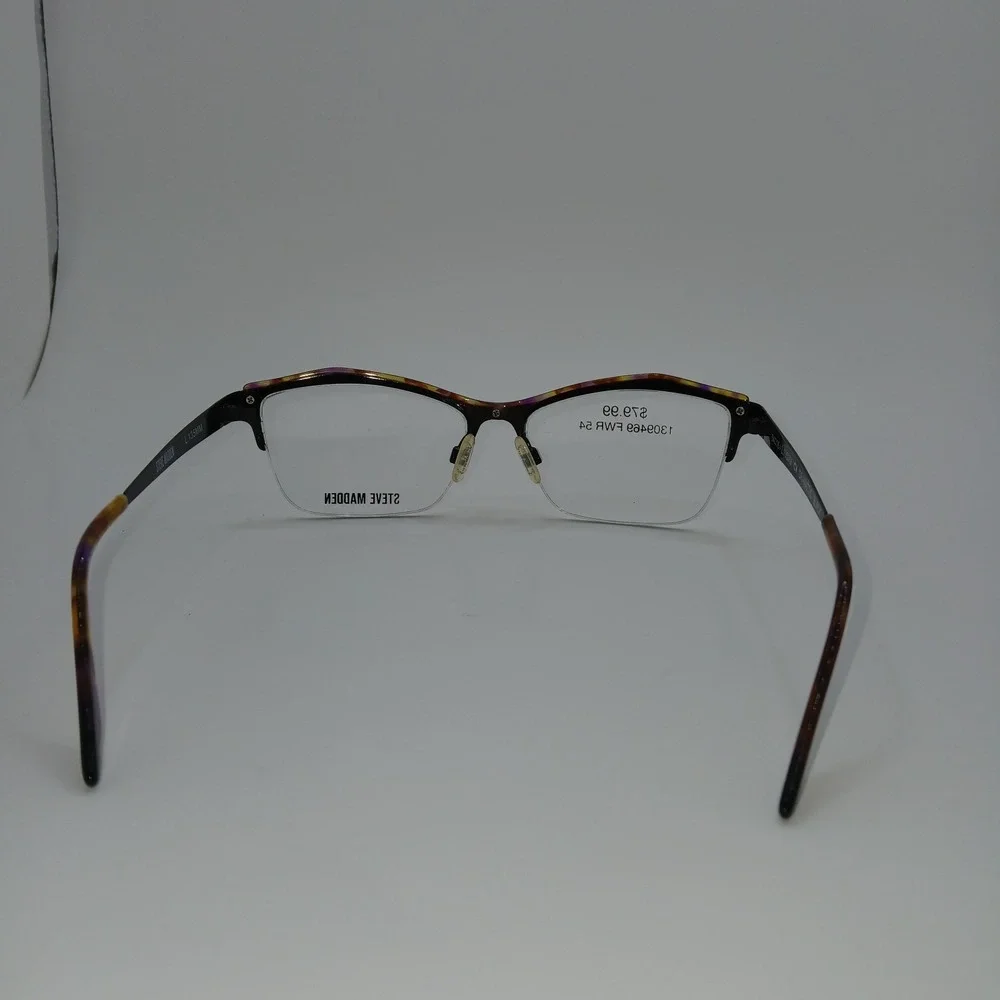 Steve Madden Womens Eyeglasses Frame Dramatic Black Half Rim 54-16-135 mm